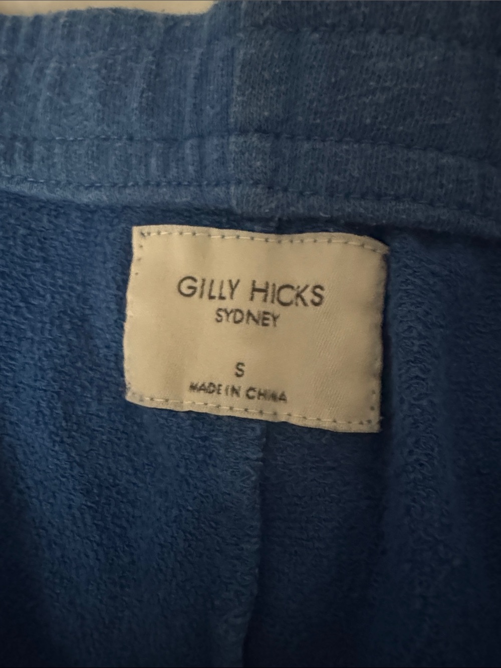 Gilly Hicks Royal Blue Terry Lounge Shorts with Script Embroidery - Picture 3 of 4